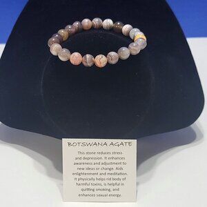 Vintage Natural Botswana Agate Beaded Bracelet to Reduce Stress